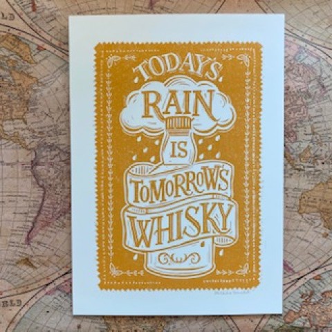 Hand lettered Whisky Print - Made in Scotland